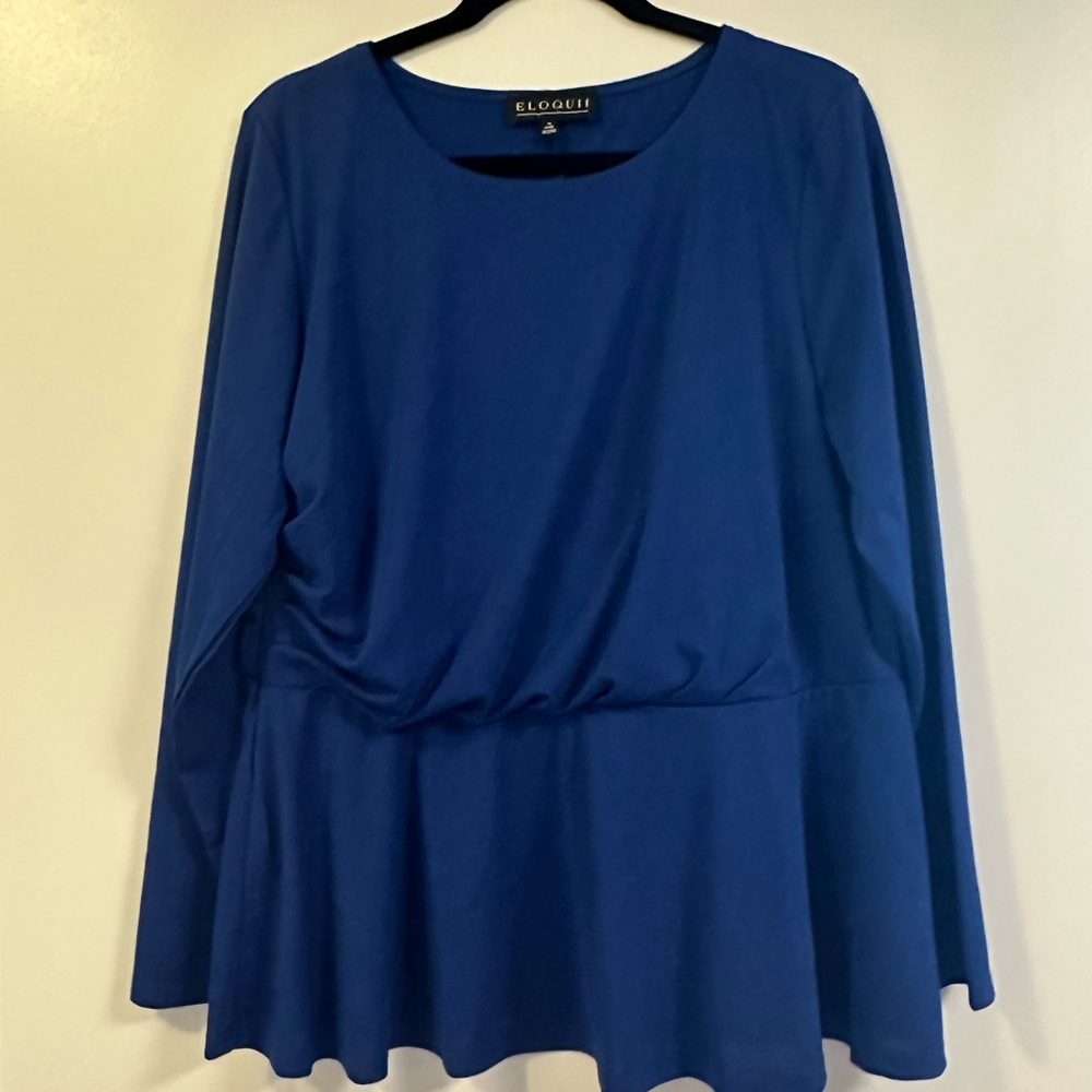 Blue Eloquii Peplum Top